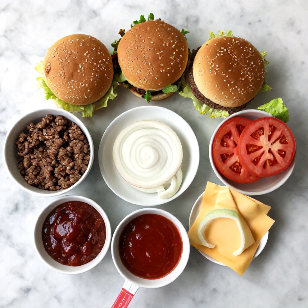 Big Mac Wrap ingredients on a marble surface