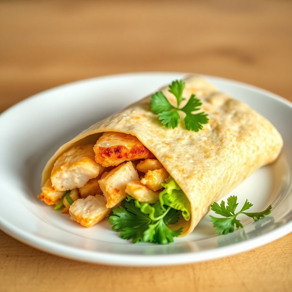 Plated Crispy Caesar Wrap with fresh parsley garnish