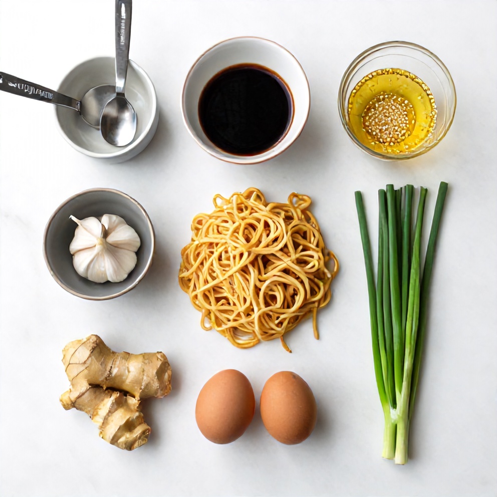 Raw Ingredients for Crispy Chinese Fried Noodles