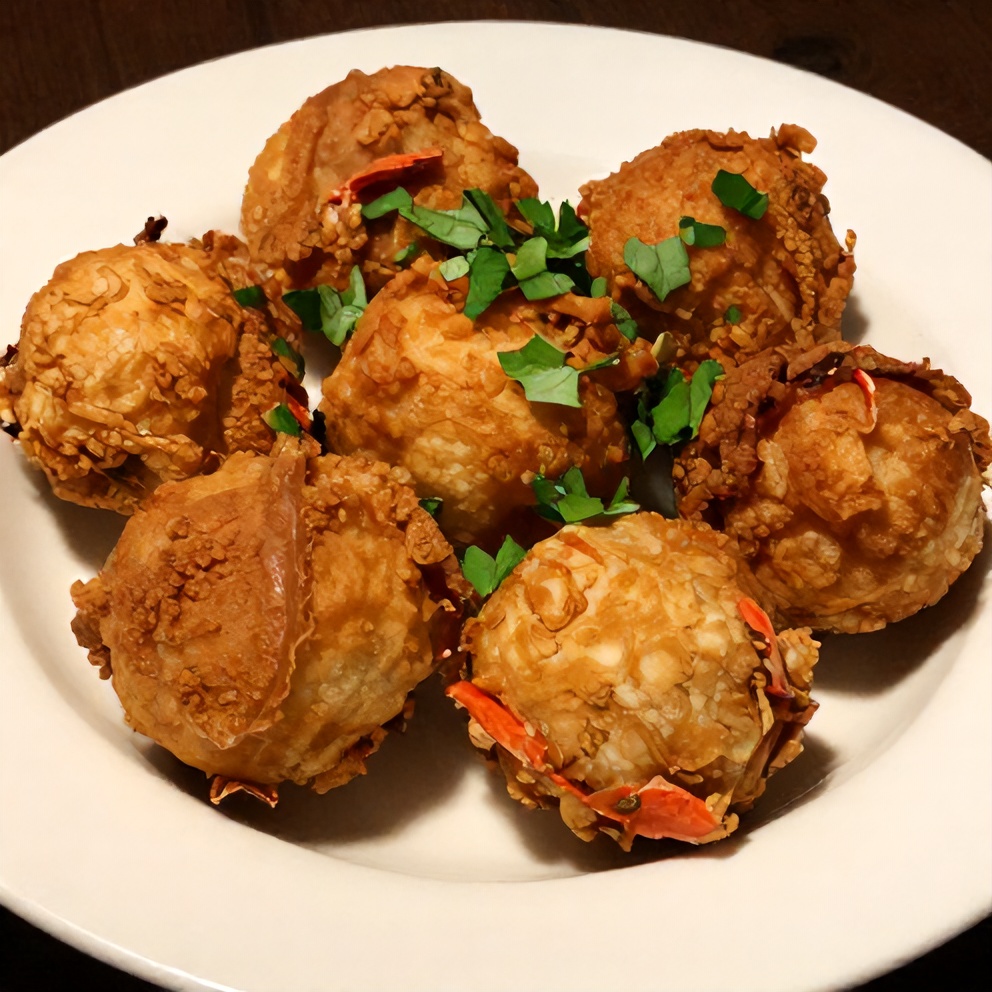 Crispy Crab Rangoon Bombs on a white plate