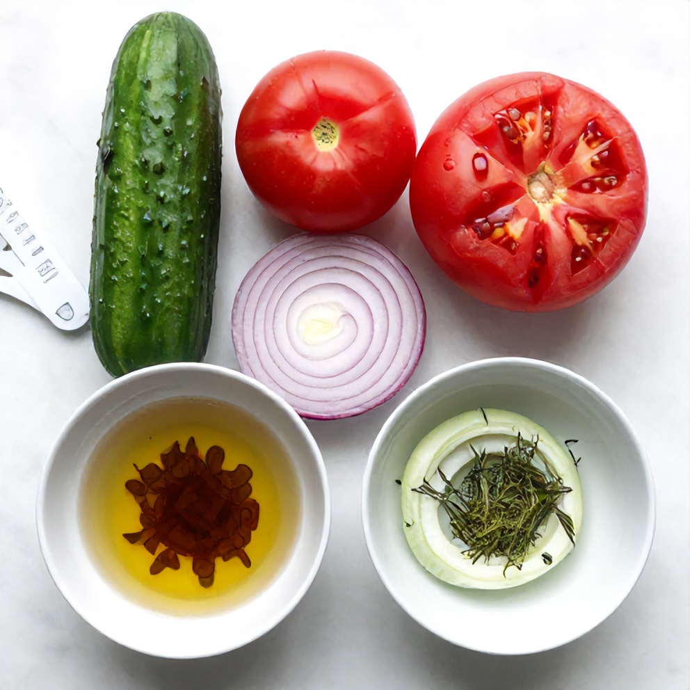 Cucumber, Onion and Tomato Salad Ingredients