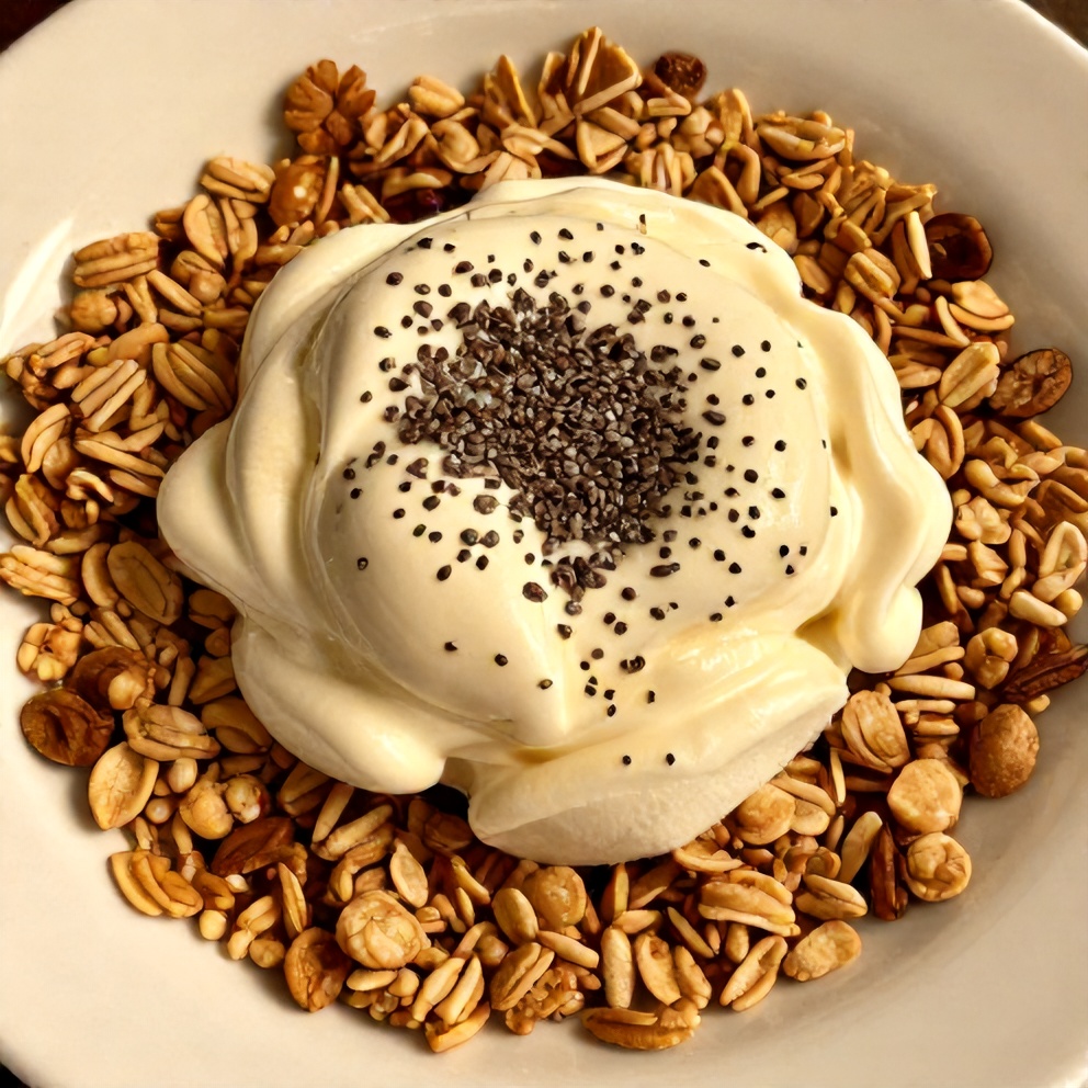 Crispy Frozen Yogurt Granola Cups Closeup