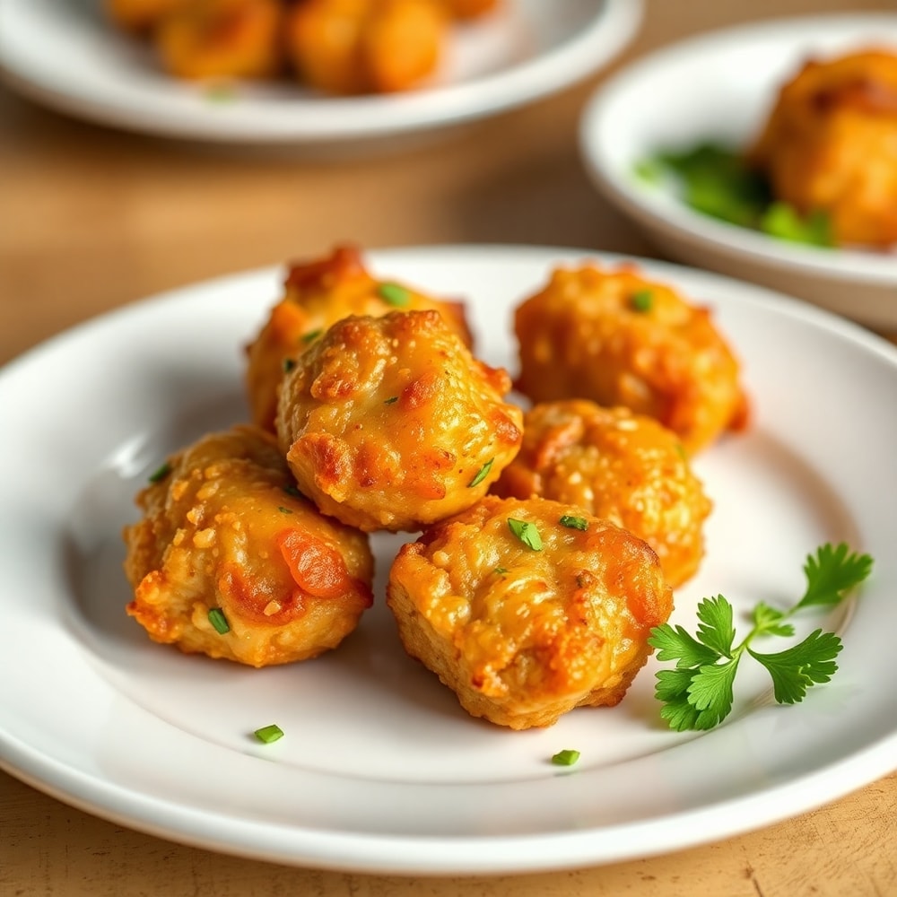 Crispy Garlic Pork Bites on a white plate