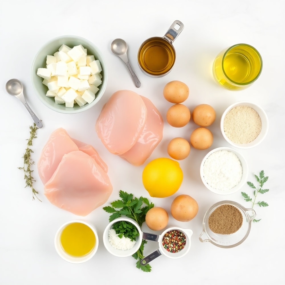 Greek Chicken Bowl ingredients flat lay