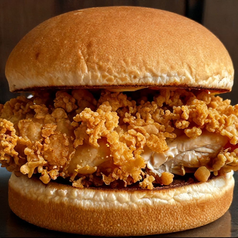 Crispy Ground Chicken Burger on a bun