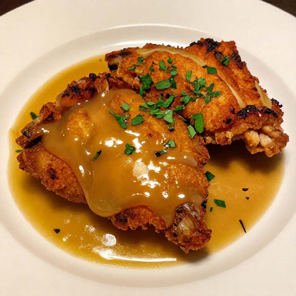 Honey Mustard Chicken Thighs plated with garnish