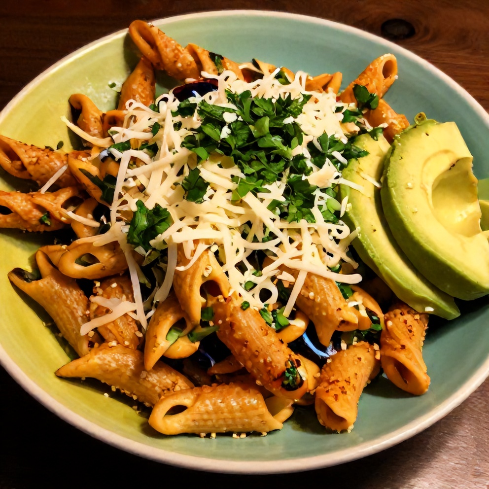 Plated serving of Crispy Mexican Pasta Salad