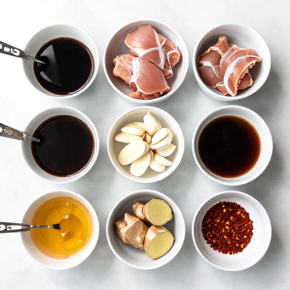 Raw ingredients for Mongolian Chicken Thighs