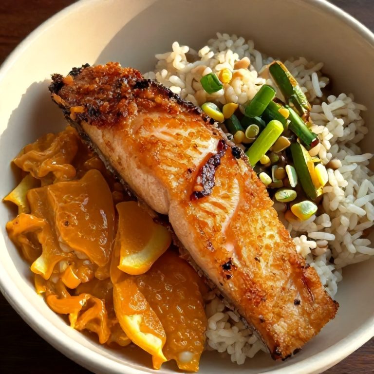 crispy orange salmon bowls
