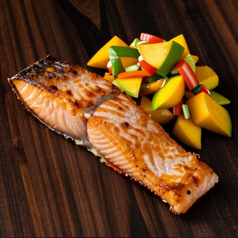 crispy salmon with mango salsa