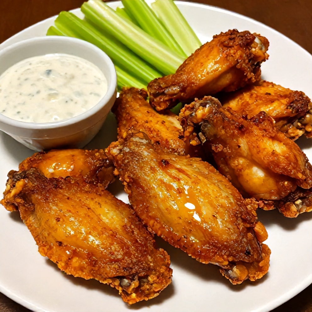 Plated Crispy Spicy Oven Baked Chicken Wings
