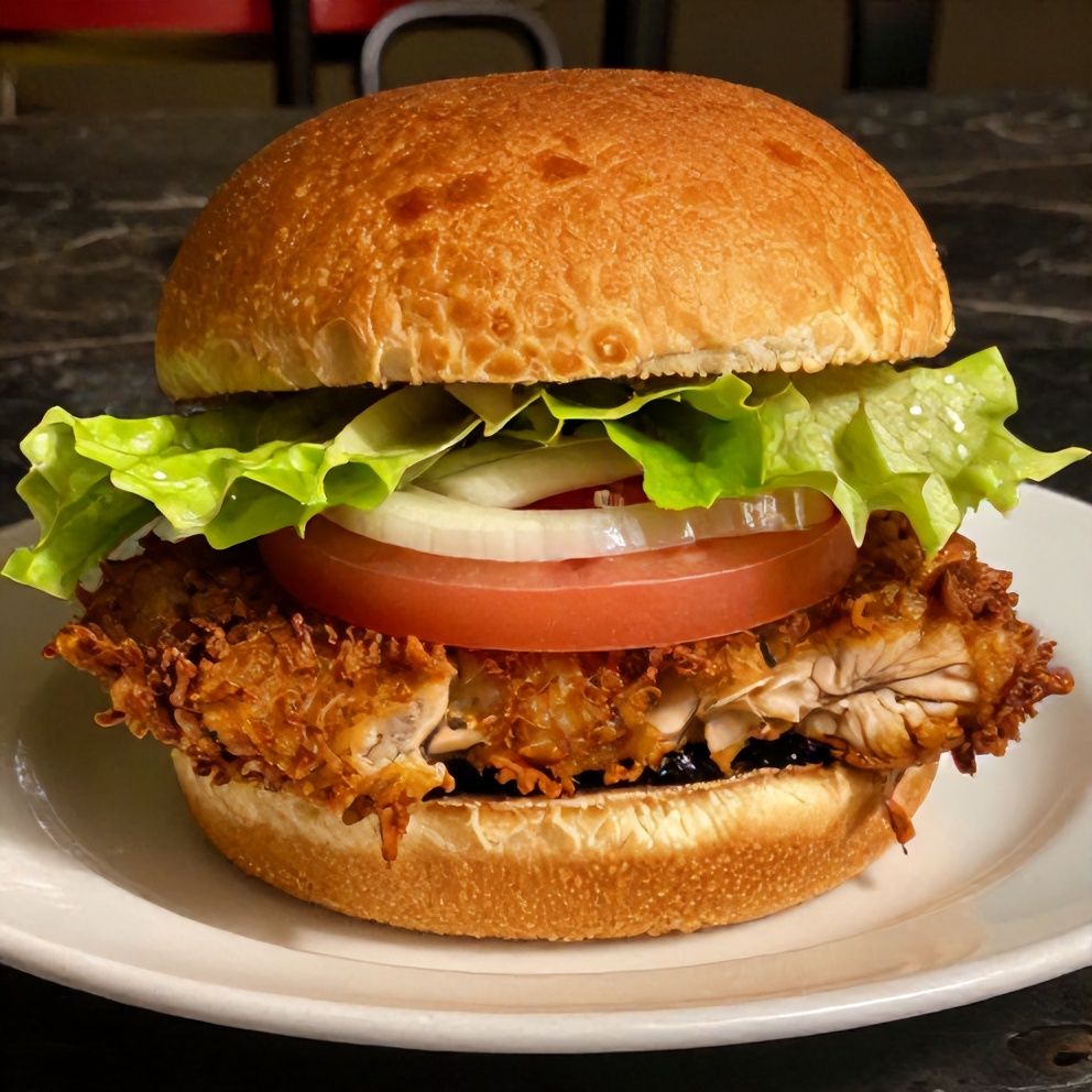 Plated crispy turkey burger