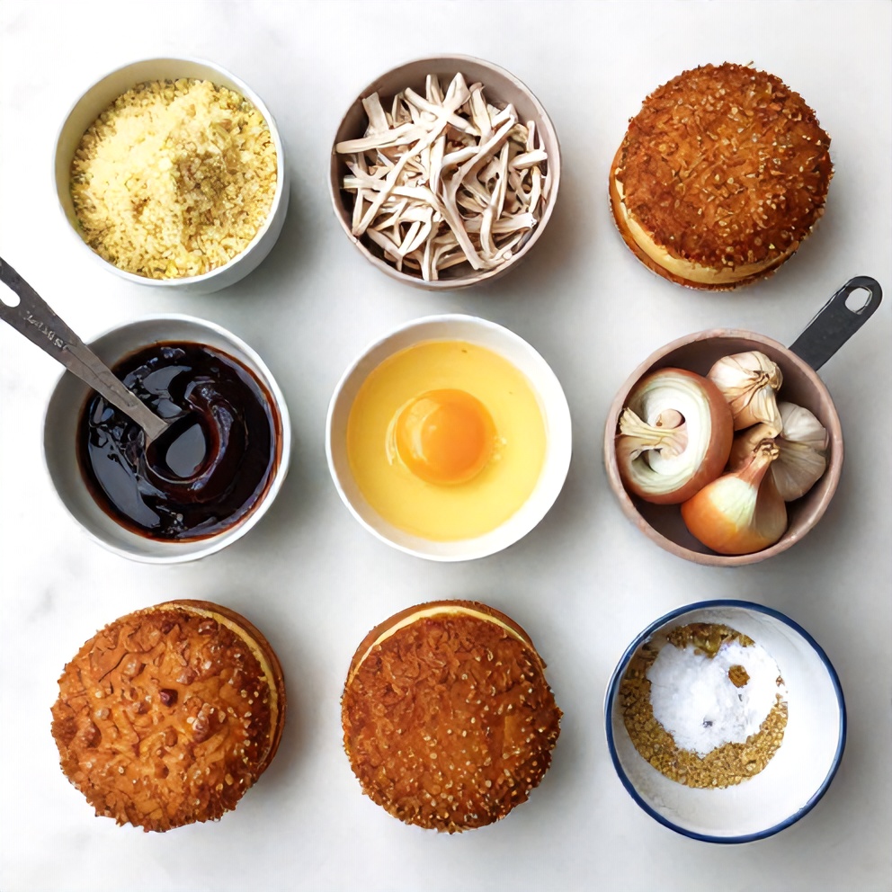 Raw ingredients for crispy turkey burgers
