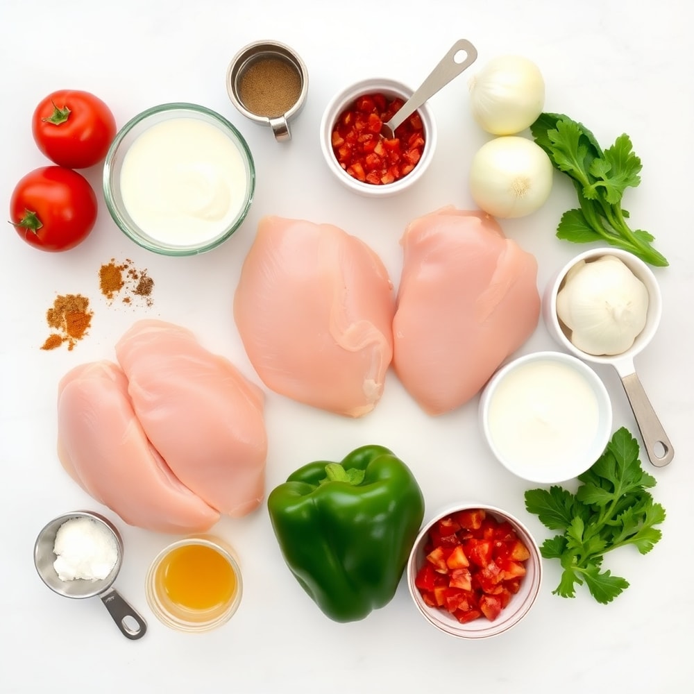 Raw ingredients for Crockpot Cajun Butter Chicken