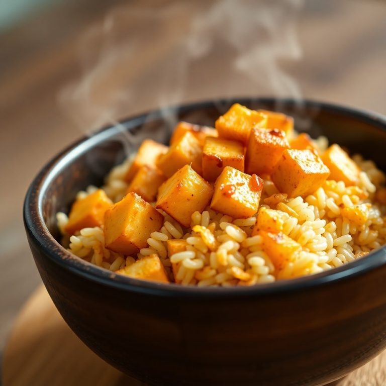 dump and bake teriyaki tofu rice casserole