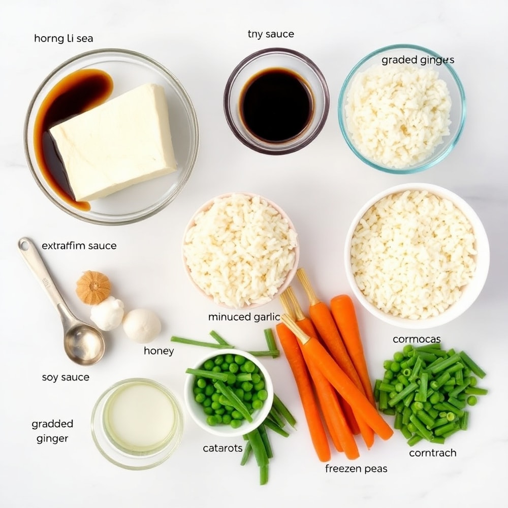 Raw Ingredients for Teriyaki Tofu Rice Casserole