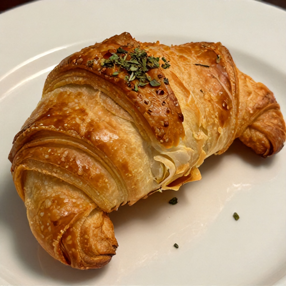 Plated crescent roll appetizers with fresh herbs