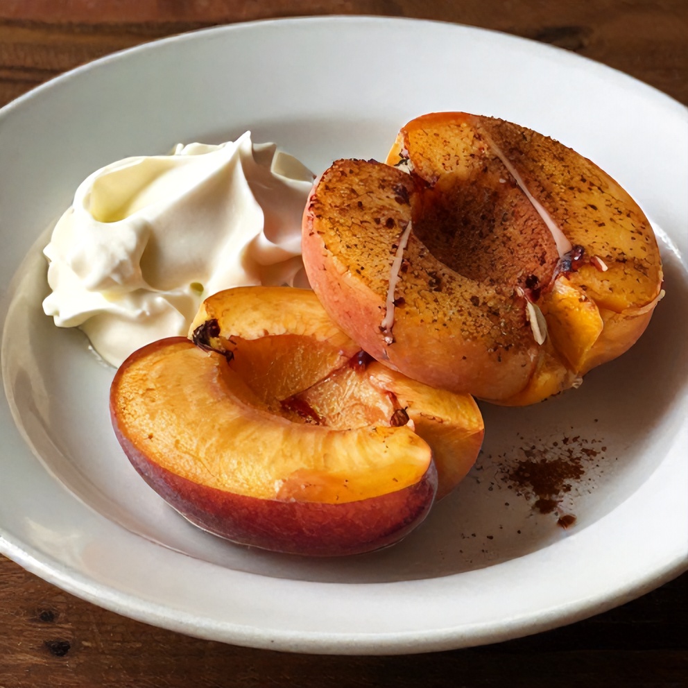 Plated Easy Baked Peaches with Warm Cinnamon