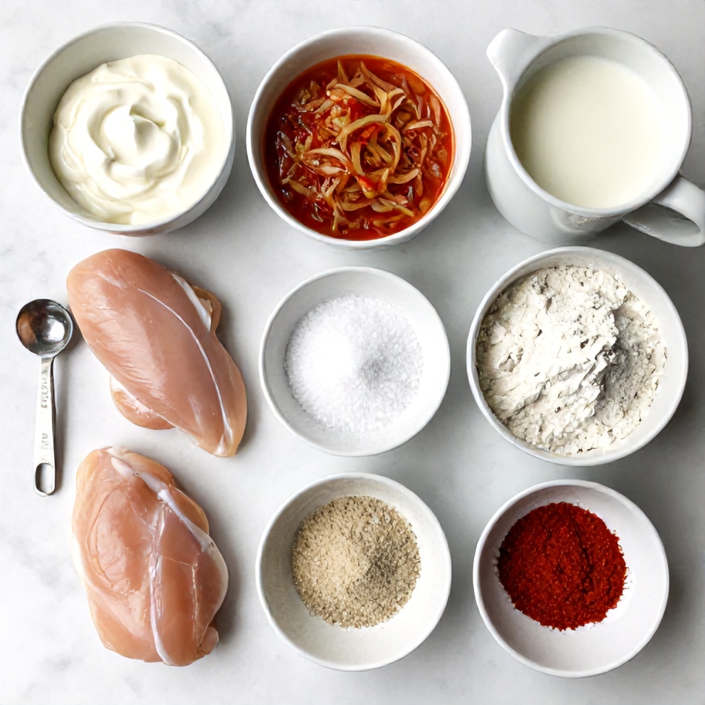 Raw ingredients for sour cream onion chicken
