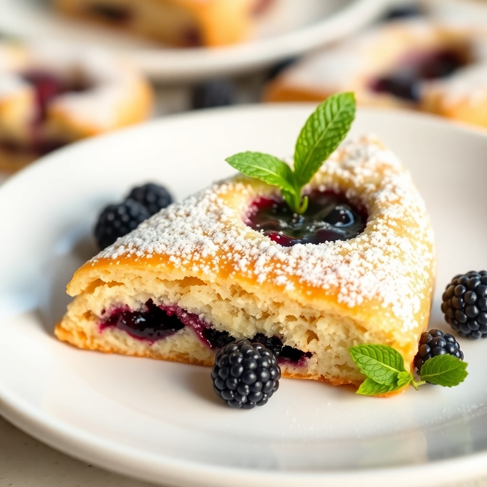 Blackberry Shortbread Wedges on a serving plate