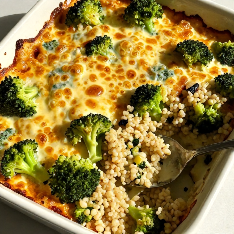 Easy Creamy Broccoli and Quinoa Bake