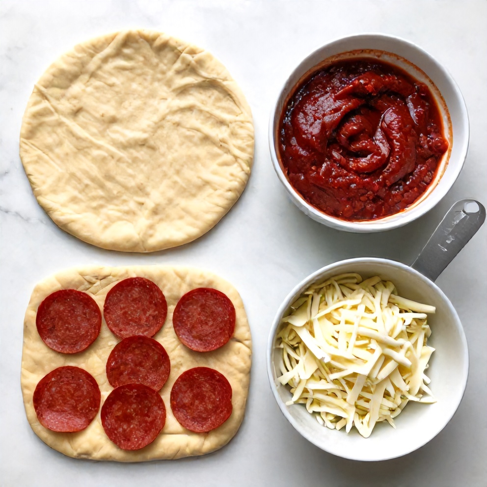 Raw ingredients for Mini Pepperoni Pizza Cups