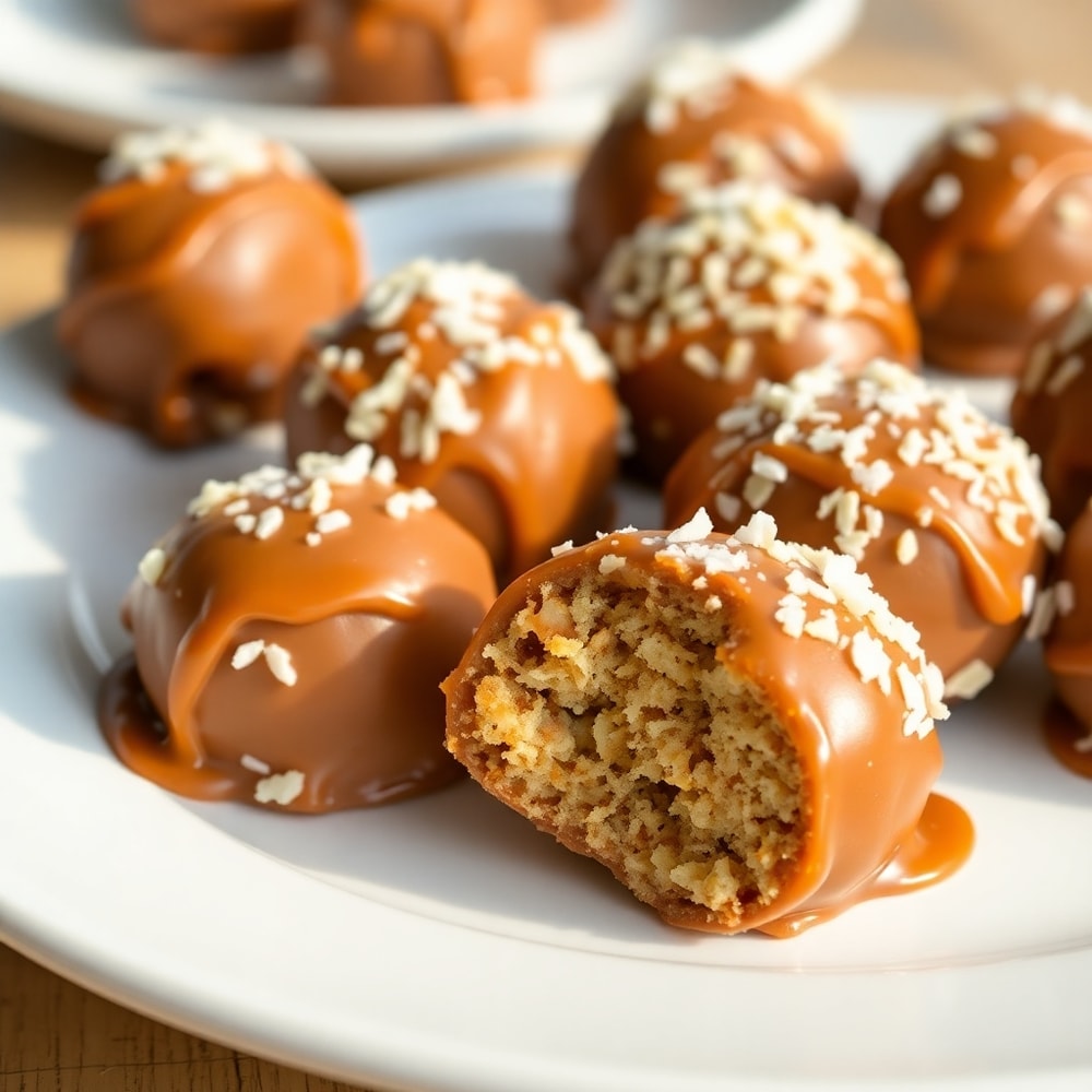 Plated Samoa Truffles on a white plate