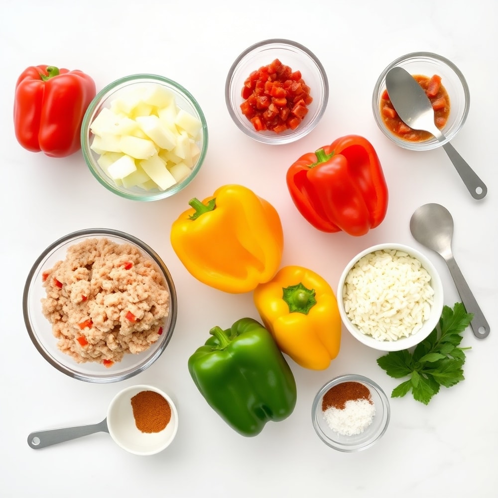 Raw ingredients for Easy Stuffed Bell Peppers