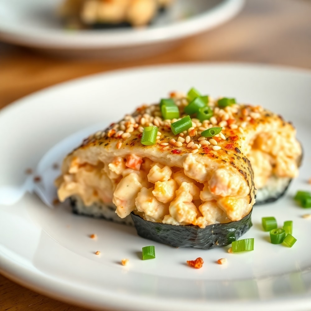 Plated serving of Easy Sushi Bake on a white plate