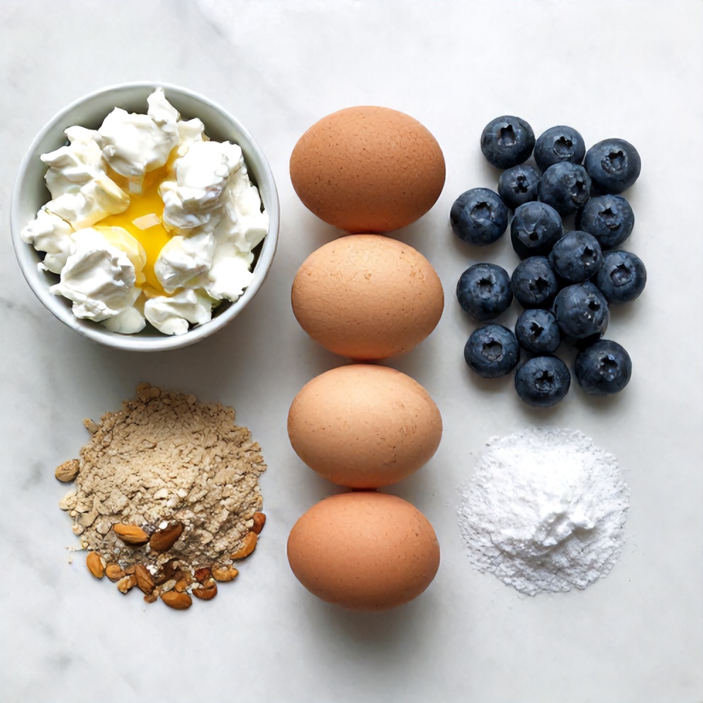 Ingredients for Fluffy Cottage Cheese Blueberry Cloud Bread