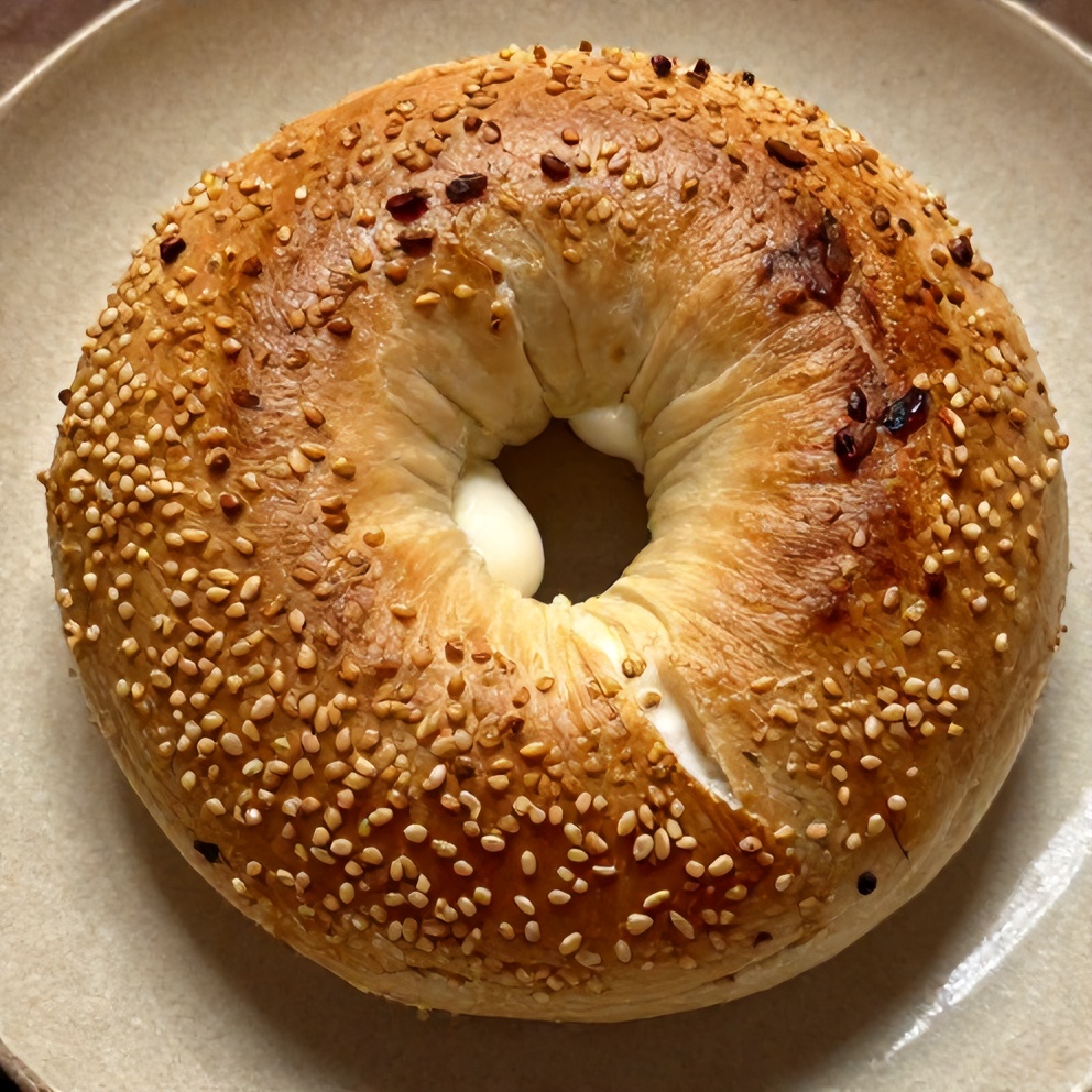 Greek Yogurt Bagels with sesame seeds on a rustic plate