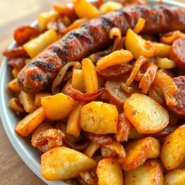 fried potatoes onions sausage