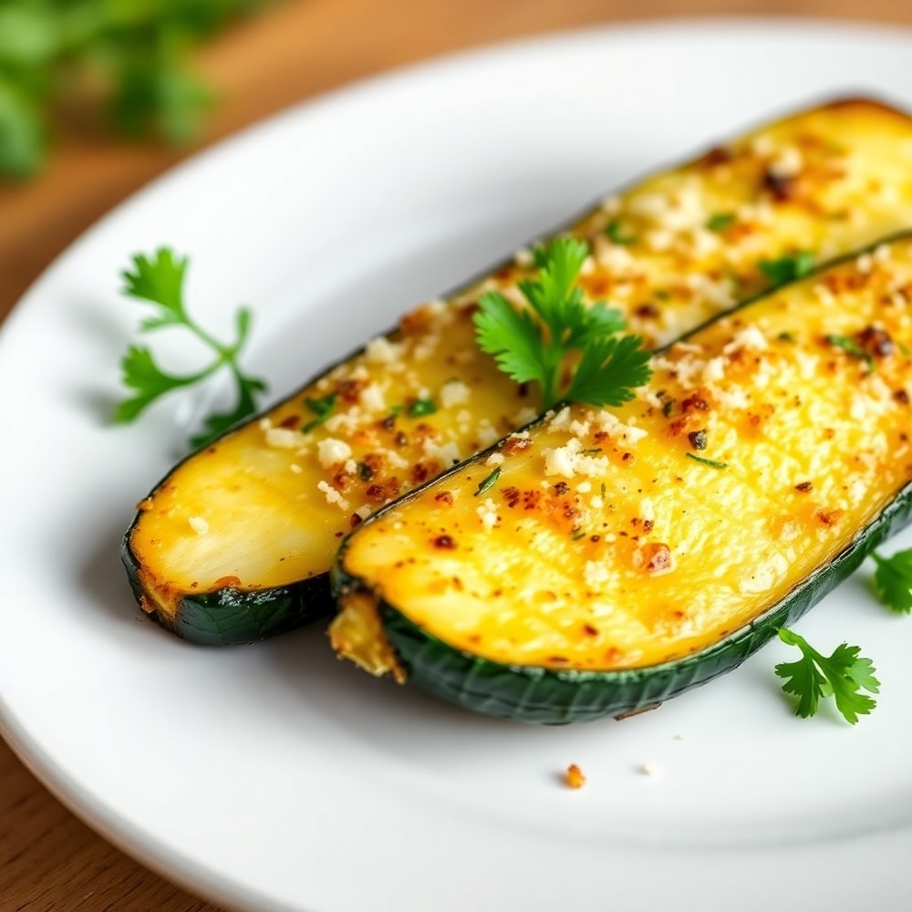 Plated Garlic Parmesan Roasted Zucchini