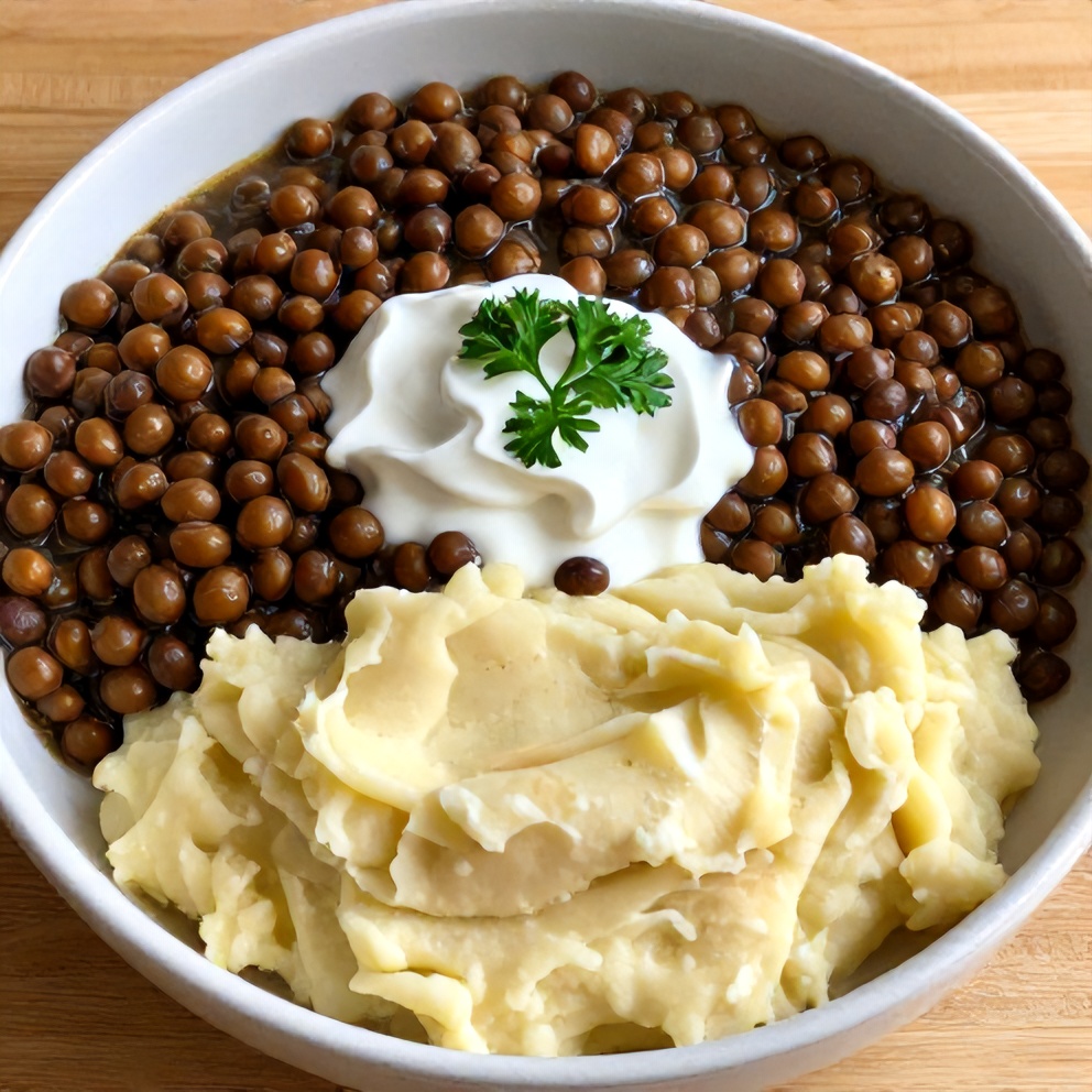 Lentil Stew with Creamy Mashed Potatoes