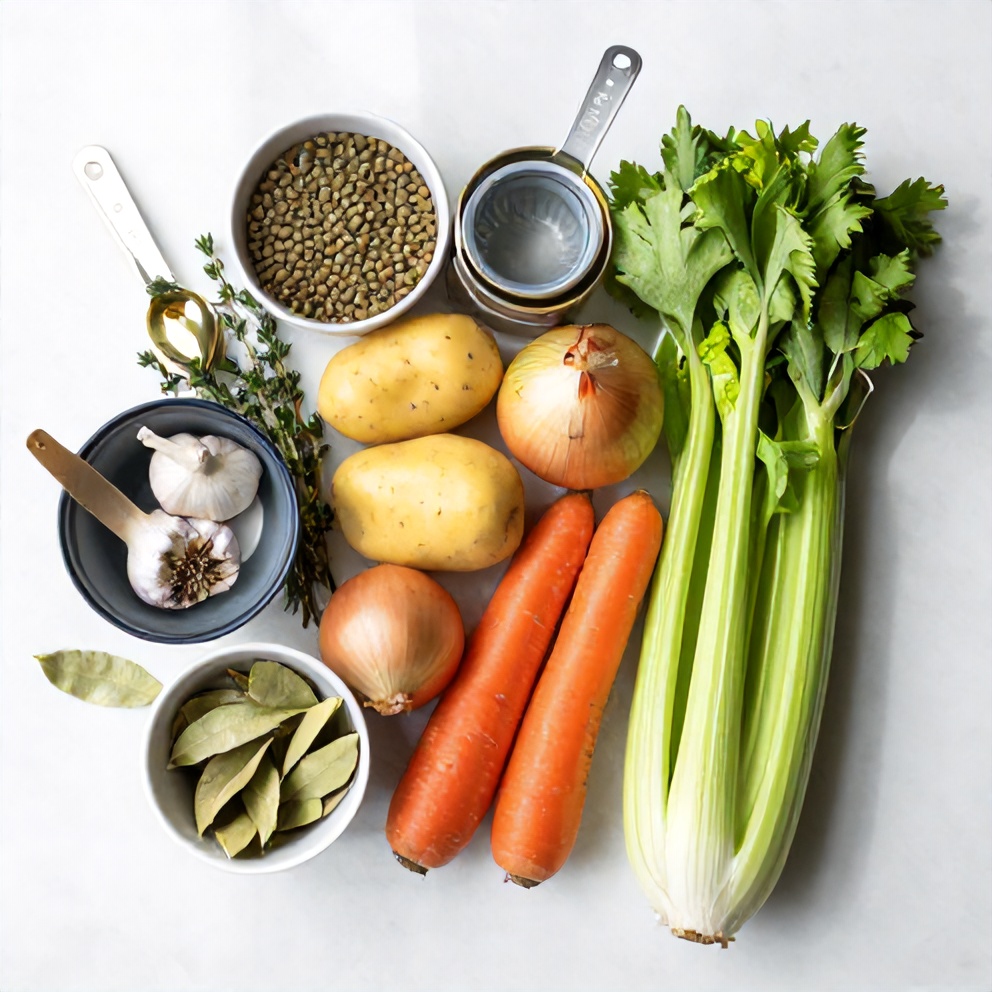Raw Ingredients for Lentil Stew