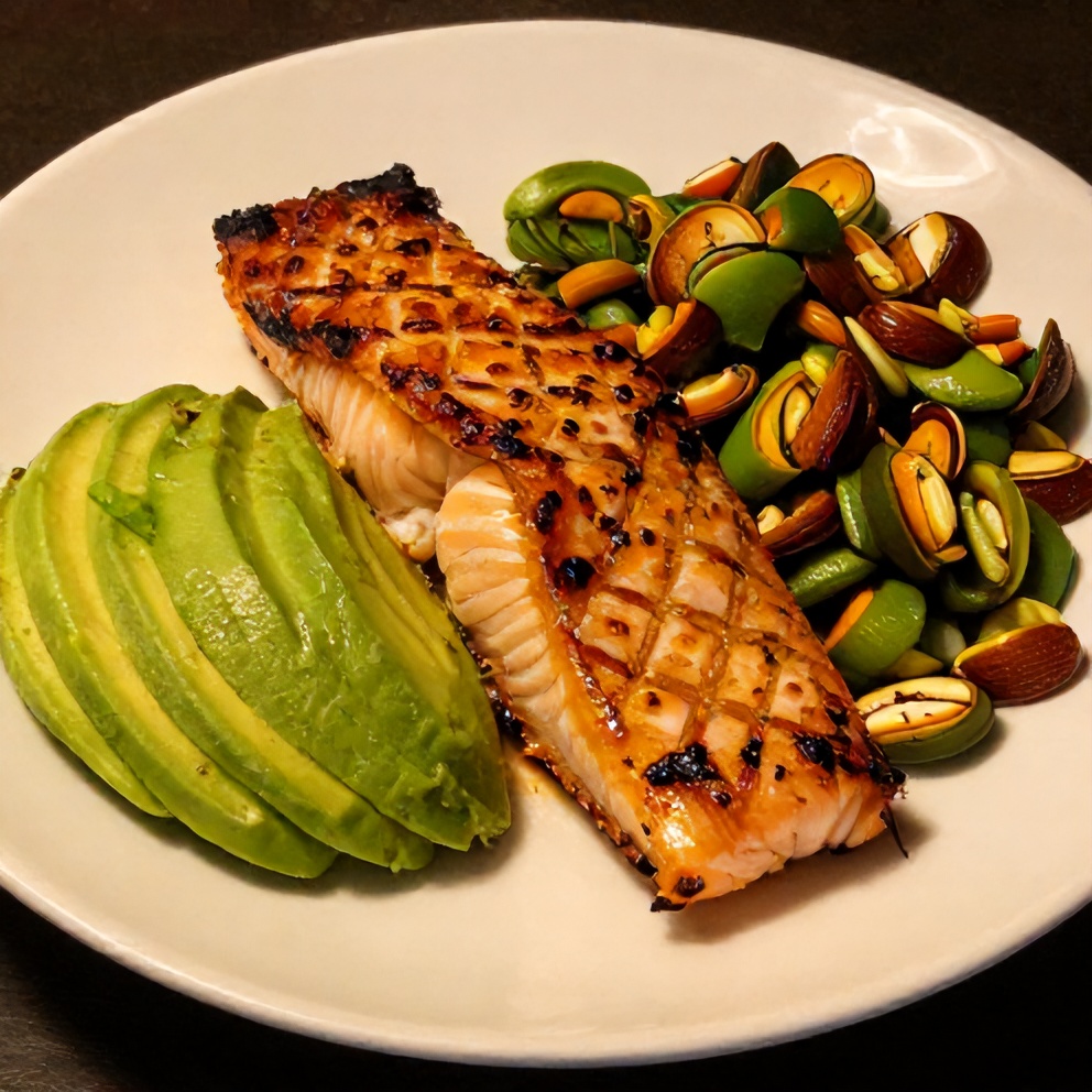 Honey Sriracha Salmon Bowl with crispy salmon, avocado, and green onions