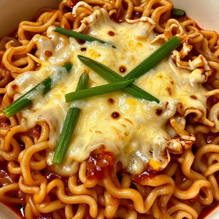 Korean Spicy Ramen Noodles with Cheese