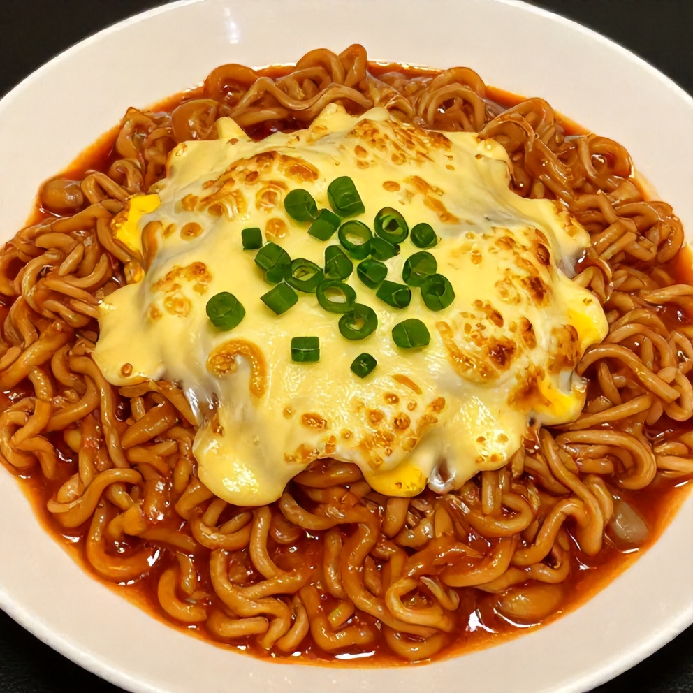 Korean Spicy Ramen Noodles with Cheese