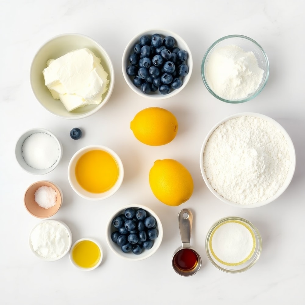 Raw ingredients for Lemon Blueberry Cottage Cheese Pancake Bites
