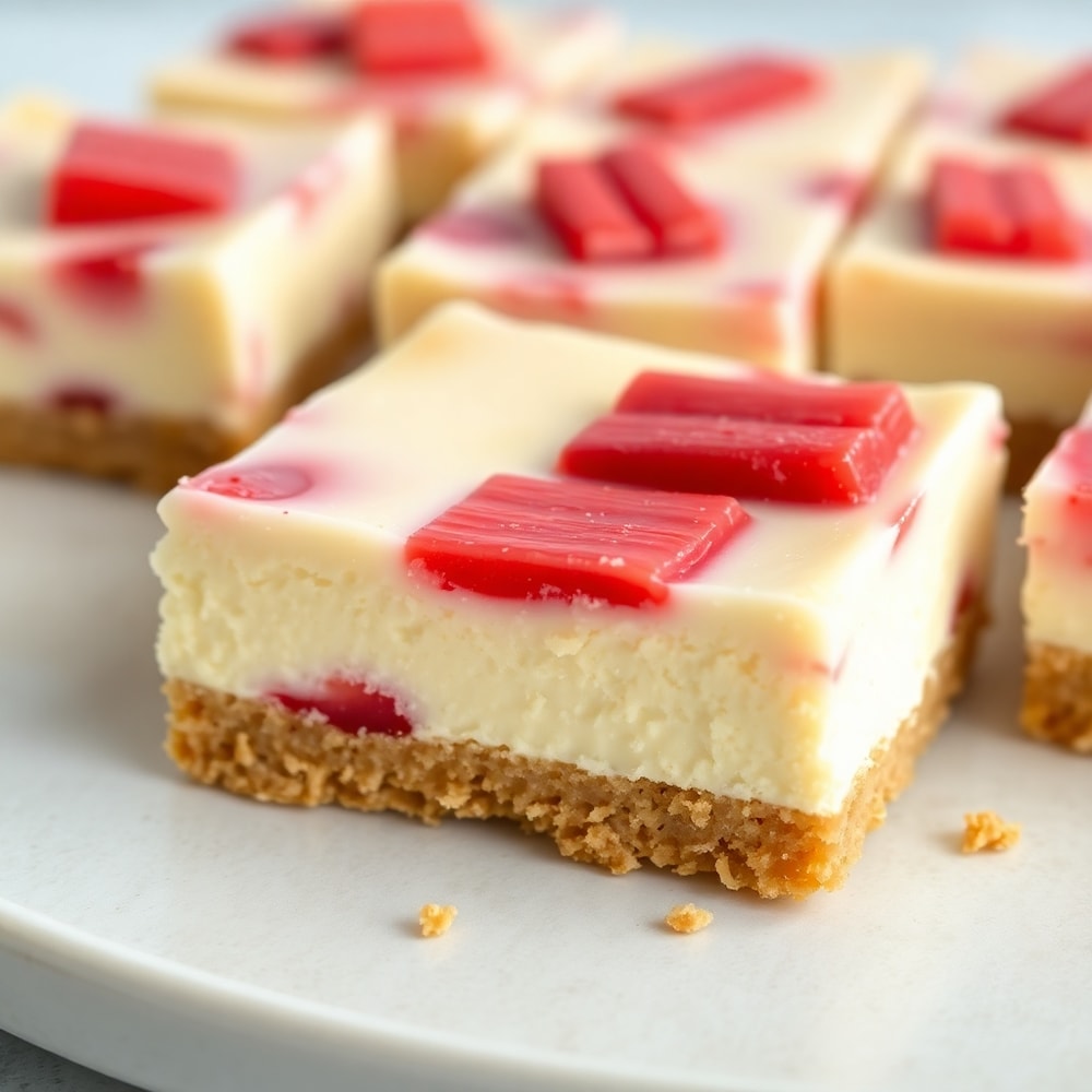 No Bake Rhubarb Cheesecake Squares