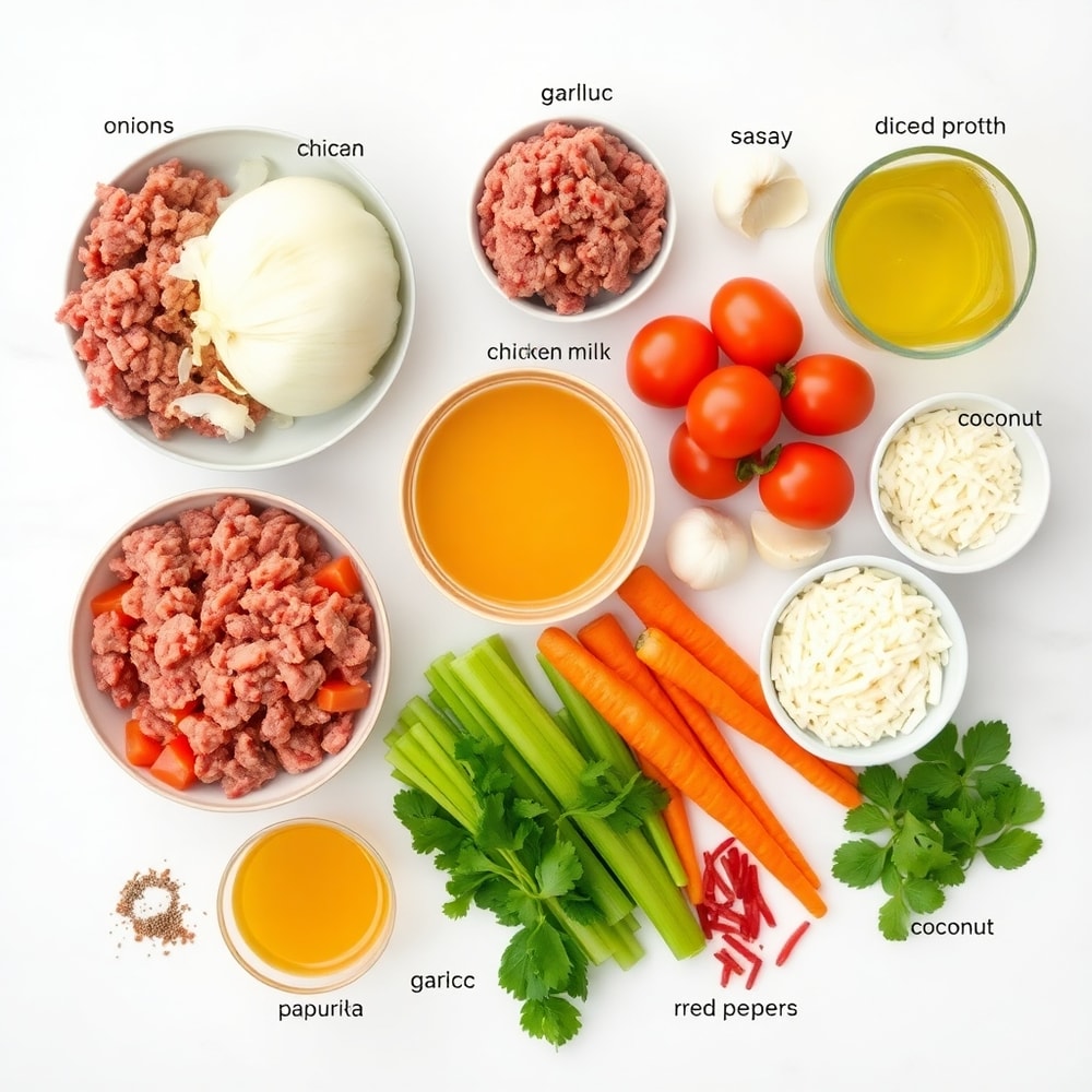 Raw ingredients for Paleo Pizza Soup