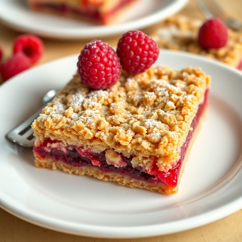 Finished Raspberry Oatmeal Crumble Bars