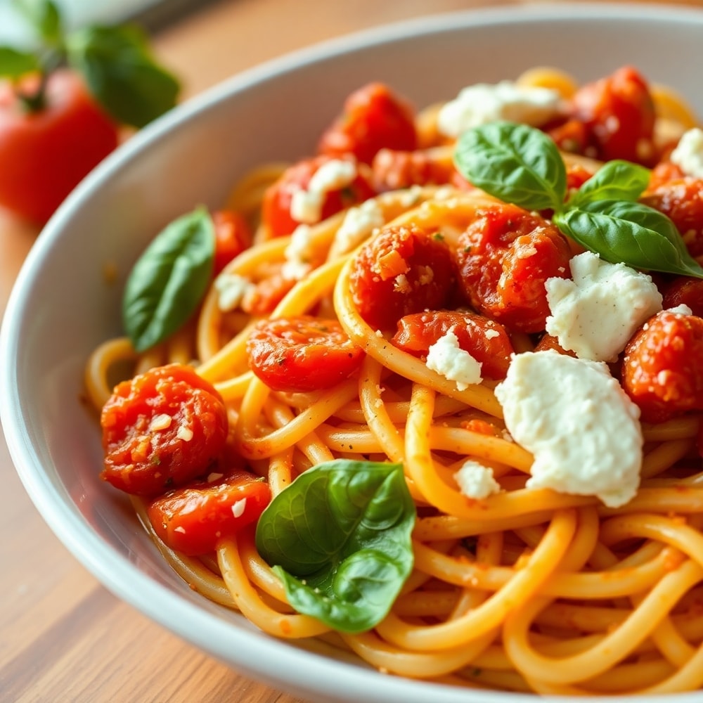 Roasted Tomato and Garlic Ricotta Pasta