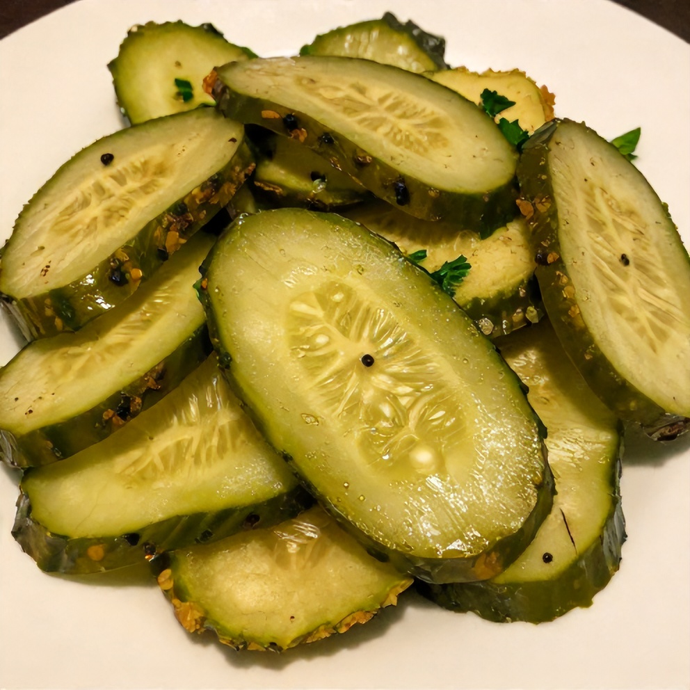 Crispy salt and vinegar cucumber chips served on a white plate