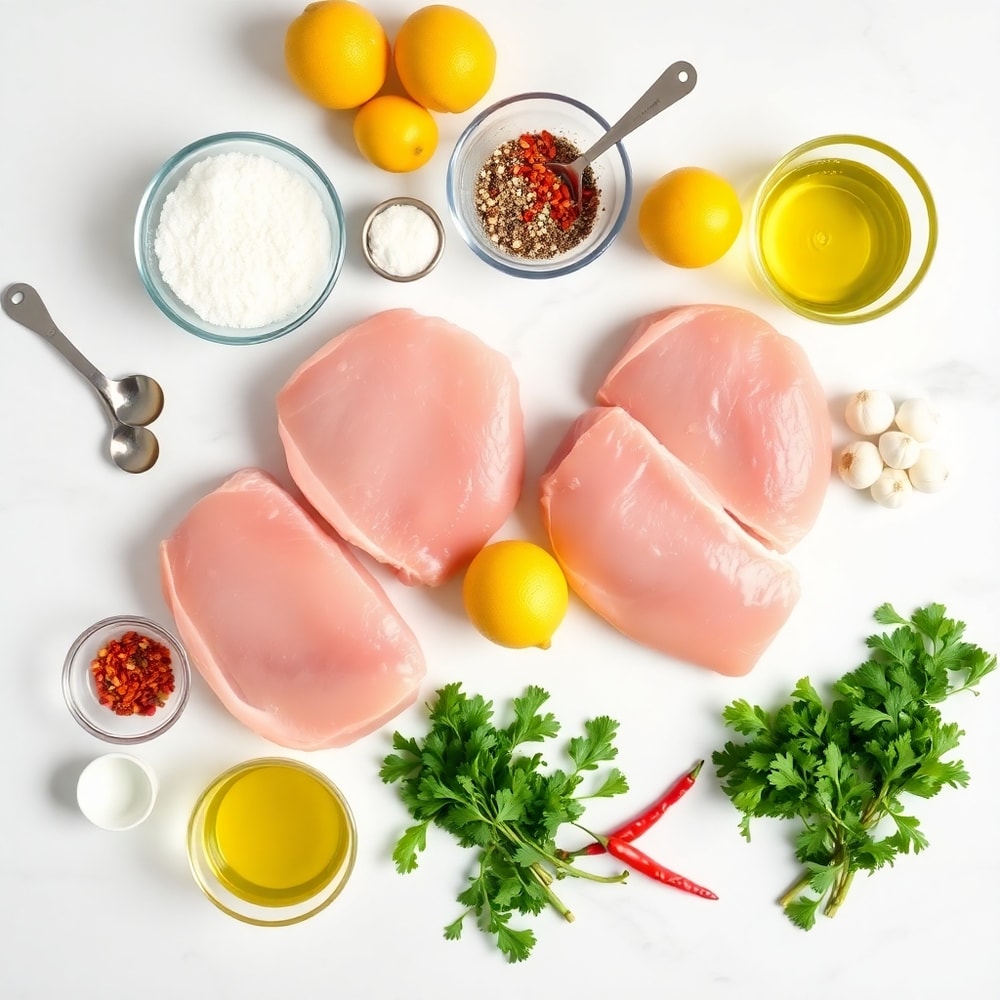 Raw Ingredients for Sheet Pan Lemon Garlic Pork Chops