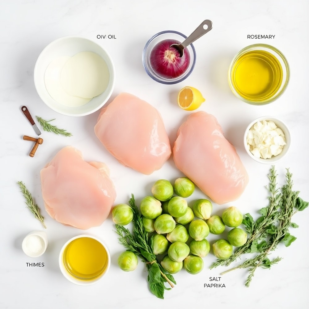 Raw Ingredients for Sheet Pan Lemon Herb Chicken and Vegetables