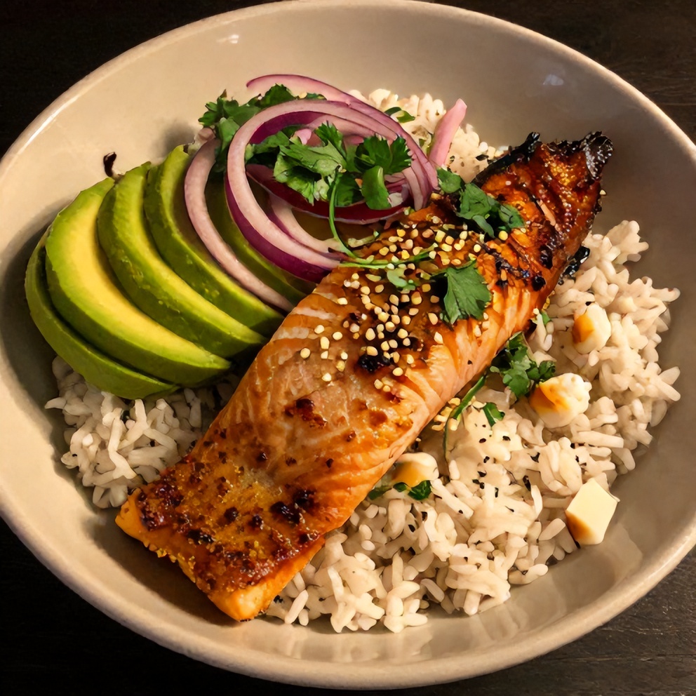 Plated Spicy Salmon Bowl