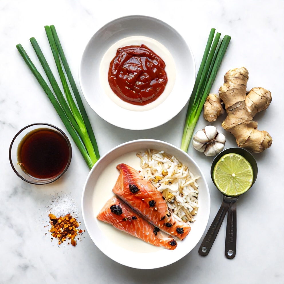 Ingredients for Spicy Salmon Bowl