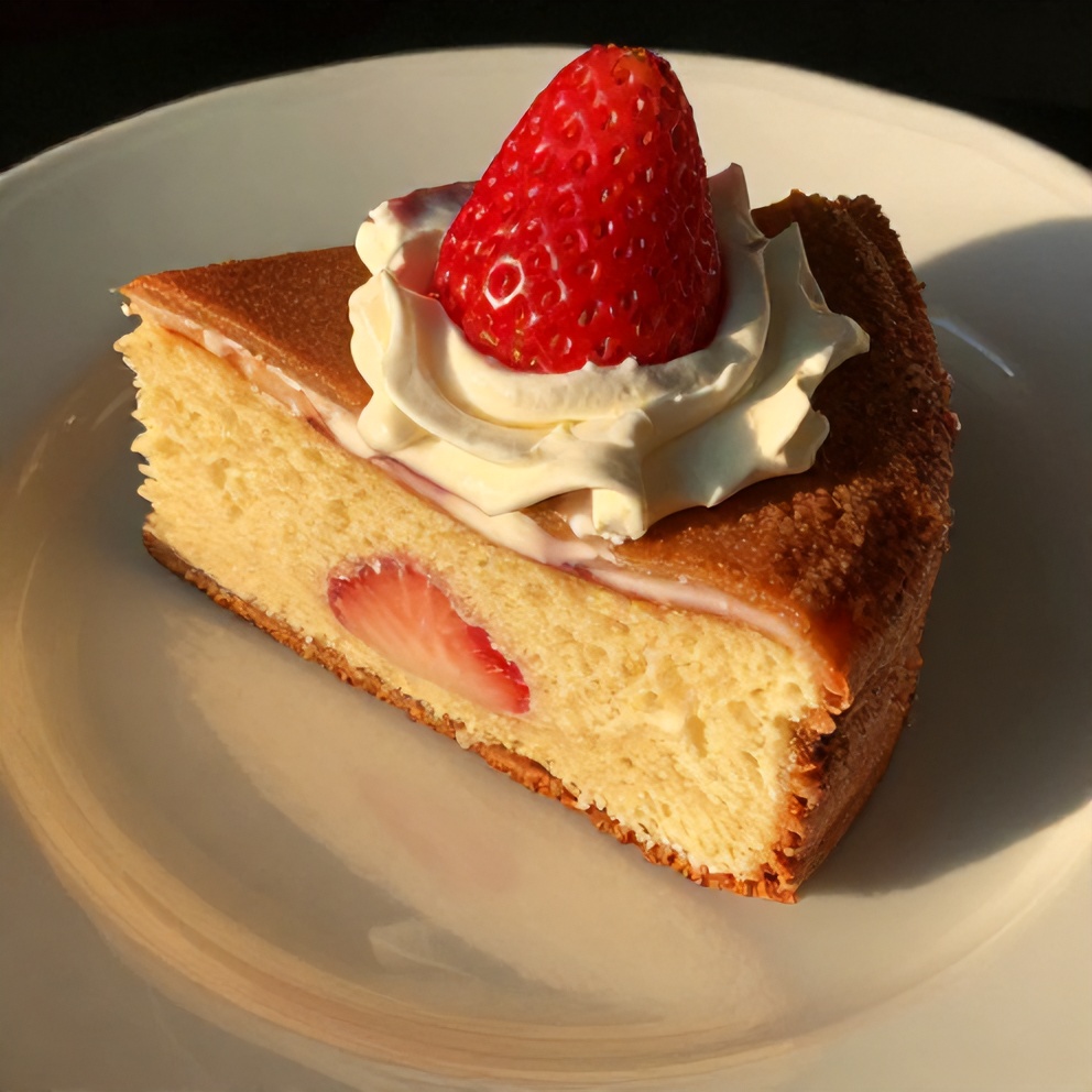 Sliced Strawberry Milkshake Pound Cake with a dollop of whipped cream