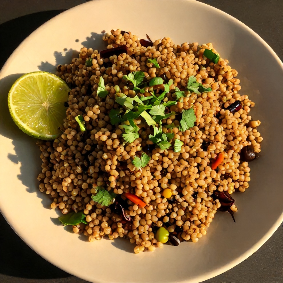 Plated summer quinoa salad with lime dressing, ready to serve